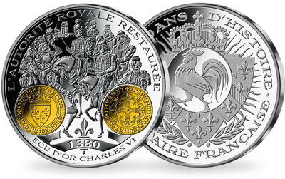 Frappe en argent pur 2000 ans d'histoire monétaire française: «Ecu d'Or Charles VI 1385»